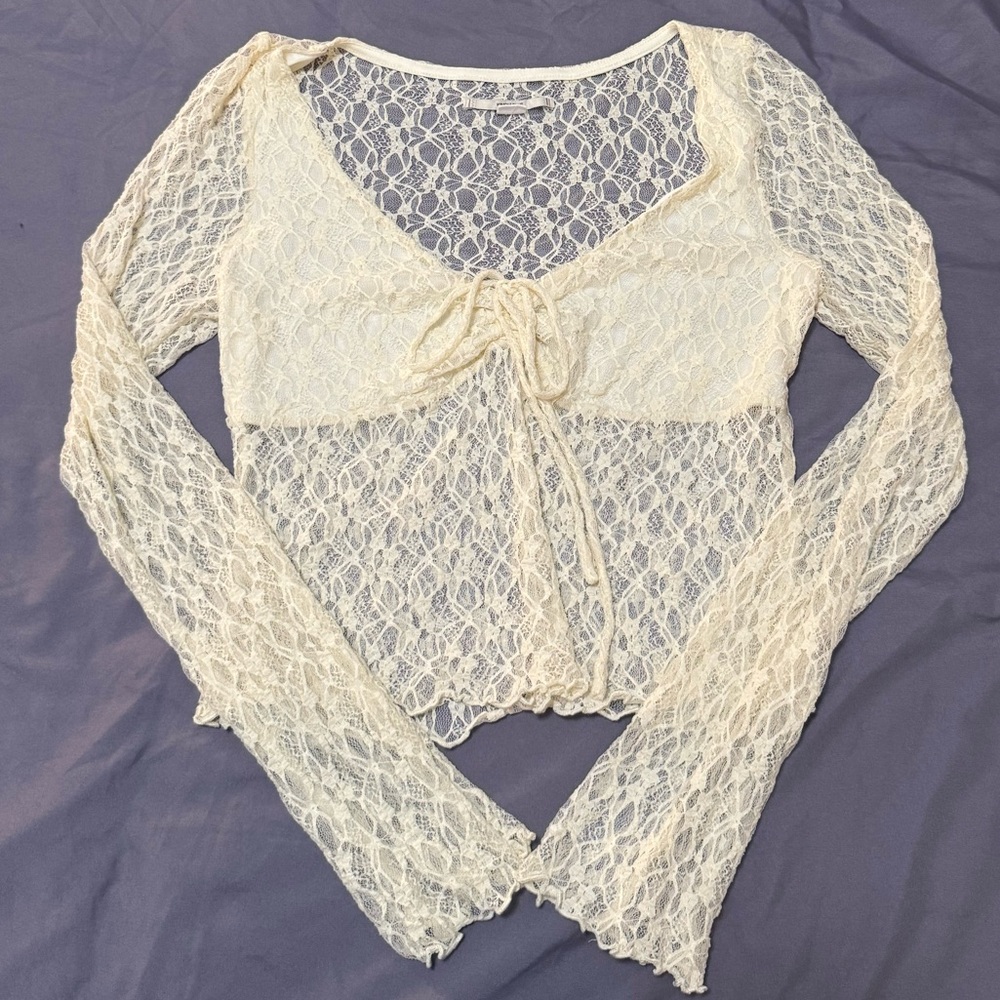 Kimchi Blue Cream Lace Overlay Top